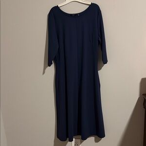Betabrand Navy Long Sleeve Dress with POCKETS!